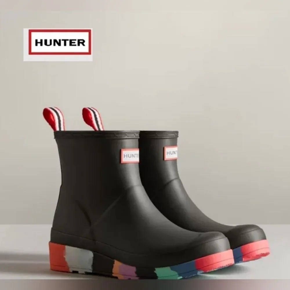 Hunter Pride Limited Edition Play Colorful Stripe Rain Boots Men 9 Women 10